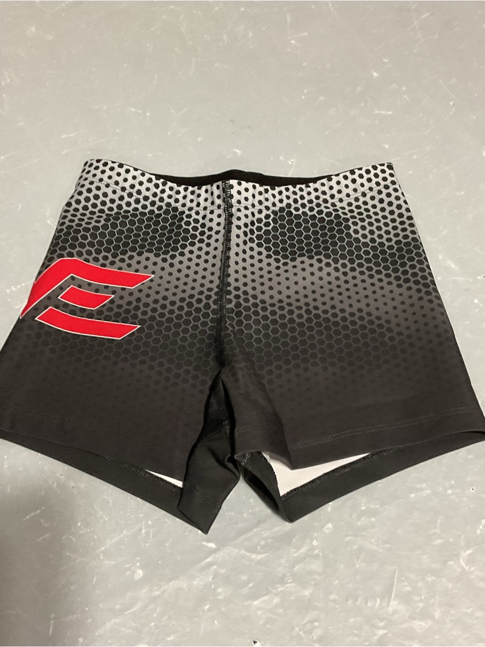 Black & Gray Gradient Athletic Shorts with Red Accent